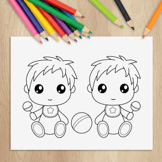 Twins Baby Boys Coloring Page Gummistempel (Von Creator hochgeladen)