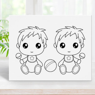 Twins Baby Boys Coloring Page Poster