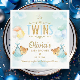 Twins Baby Boys Niedlich Bears Balloons Babydusche Serviette