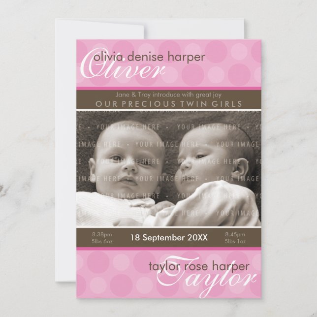 TWINS BABY DANKE :: Harmonie 6P Ankündigung (Vorderseite)