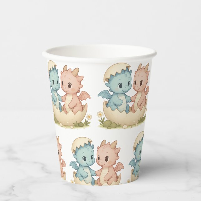 Twins Baby Dragon Fantasy Party Paper Cups Pappbecher (Vorderseite)