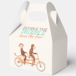 Twins Baby Dusche Niedlicher Affe Doppelstörung Geschenkschachtel