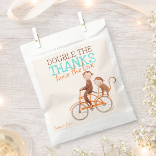 Twins Baby Dusche Niedlicher Affe Doppelstörung Geschenktütchen