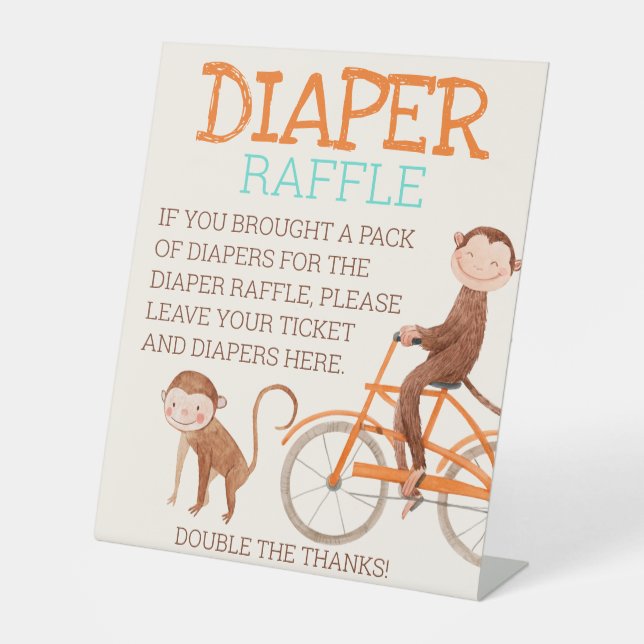 Twins Baby Dusche Niedlicher Affe Doppelstörung Sockelschild (Vorderseite)