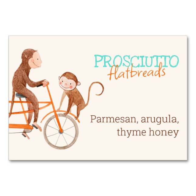 Twins Baby Dusche Niedlicher Affe Doppelstörung Tischnummer (Vorderseite)