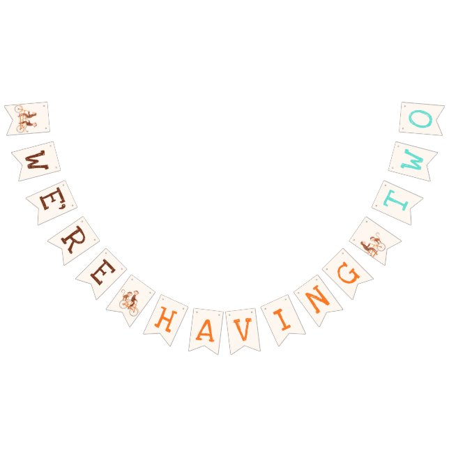 Twins Baby Dusche Niedlicher Affe Doppelstörung Wimpelkette (Alle)