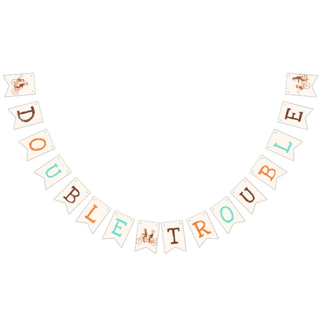 Twins Baby Dusche Niedlicher Affe Doppelstörung Wimpelkette (Alle)