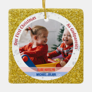 Twins Baby Girl Boy 1. Weihnachten als Godeltern F Keramikornament