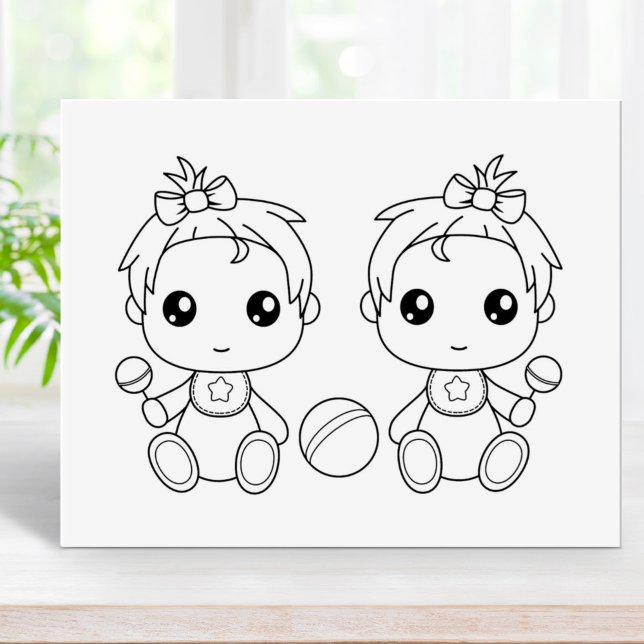 Twins Baby Girls Coloring Page Gummistempel (Von Creator hochgeladen)