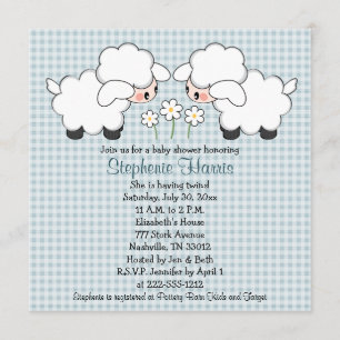 Twins Baby Lambs Baby Shower Einladungen Boys