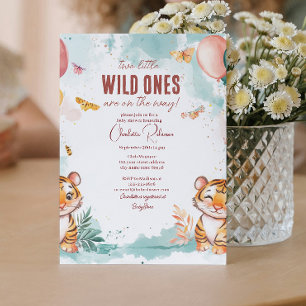 Twins Baby Niedlich Zwei Tiger Babydusche Einladung