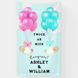 Twins Baby Shower Banner