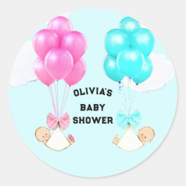Twins Baby Shower Classic Round Sticker