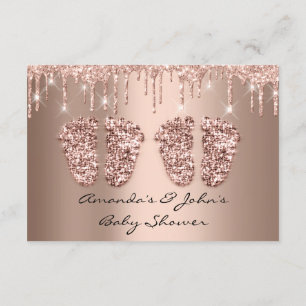 Twins Baby Shower Feet Glitzer Rose Tropfen Girl B Einladung