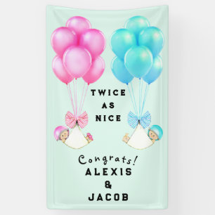 Twins Baby Shower Glückwunschs Banner