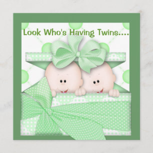 TWINS BABY SHOWER INVITATION NEUTRAL EINLADUNG