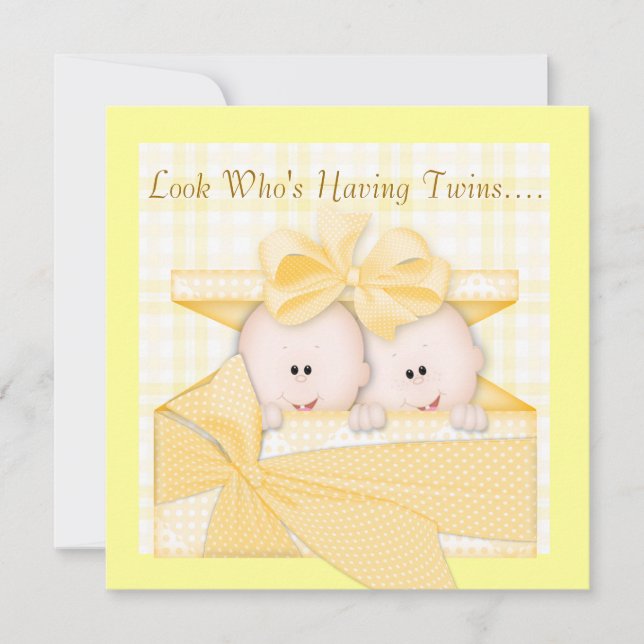 TWINS BABY SHOWER INVITATION NEUTRAL EINLADUNG (Vorderseite)