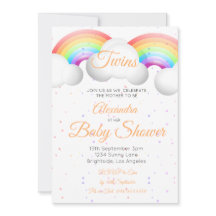 Twins Baby Shower Regenbogen Wolken farbenfrohe Sp