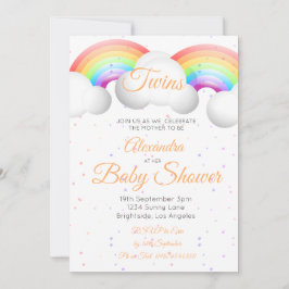Twins Baby Shower Regenbogen Wolken farbenfrohe Sp Einladung