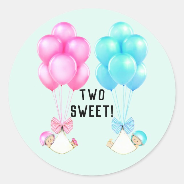 Twins Baby Shower Runder Aufkleber (Vorderseite)