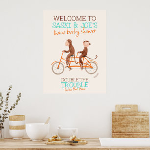 Twins Baby Showmonkey Doppelstörung Willkommen Poster