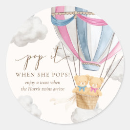 Twins Bearly Wait Teddy Bear Pop It When She Pops Runder Aufkleber