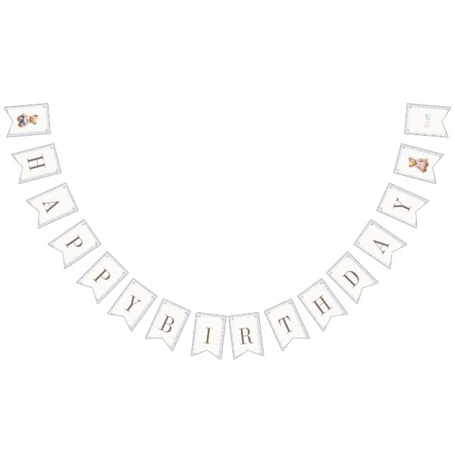 Twins Beary First Happy Birthday Wimpelkette (Alle)