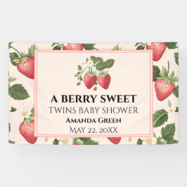 TWINS Berry Sweet Strawberry Baby Dusche Banner