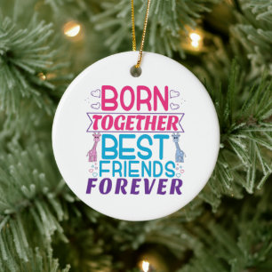 Twins Best Friends Forever - Junge und Mädchen Keramik Ornament