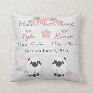 Twins Birth Baby Pillow Lamb Boy Girl Nursery Kissen