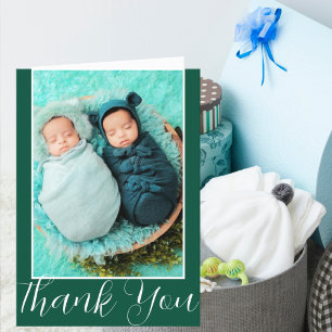 Twins Birth Foto Card   Doulas New Baby Gift Dankeskarte