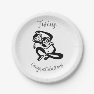 Twins - Bonobo - Glückwunsch - Pappteller
