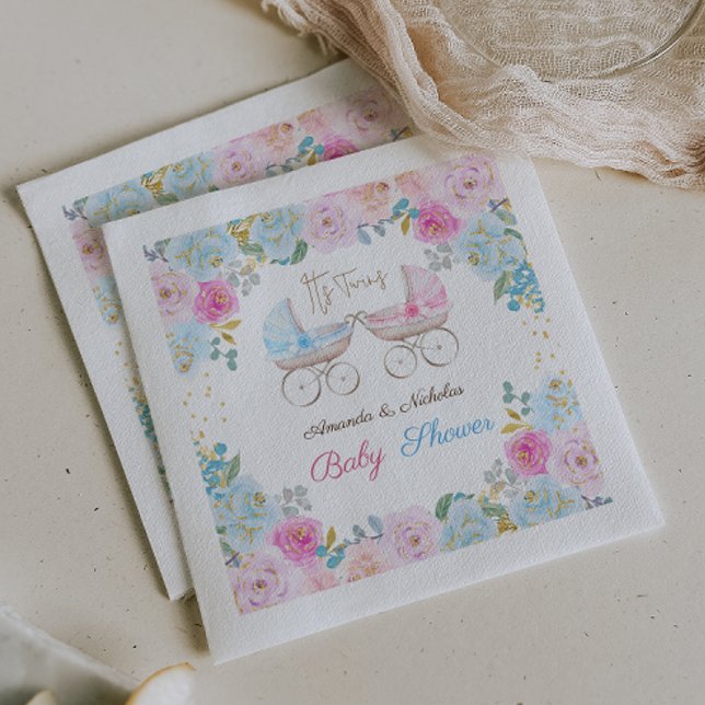 Twins Boy and Girl Baby Shower Dekoration Serviette (Von Creator hochgeladen)
