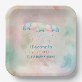 Twins Boy and Girl Dusche Regenschirm Pappteller