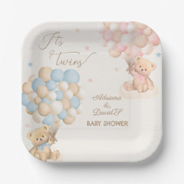Twins Boy and Girl Pink Blue Baby Dusche Pappteller