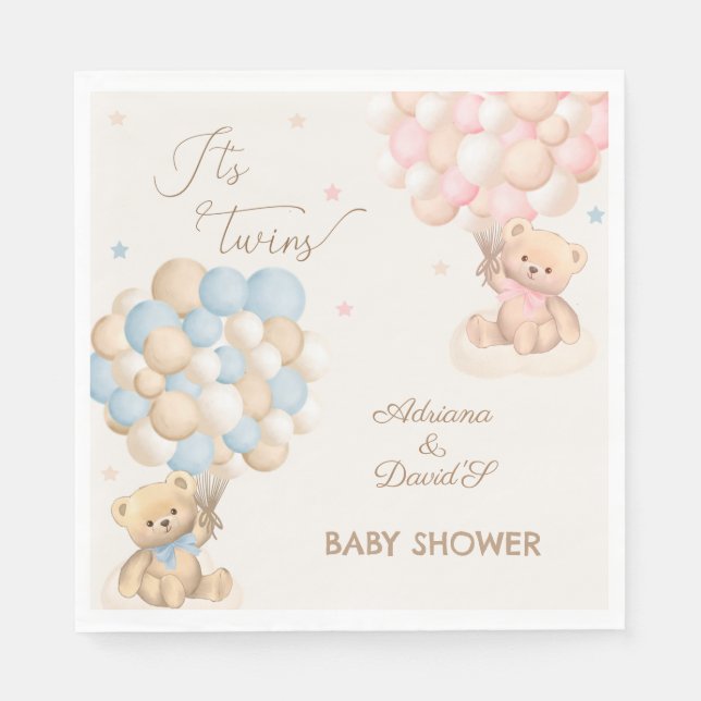 Twins Boy and Girl Pink Blue Baby Dusche Serviette (Vorderseite)