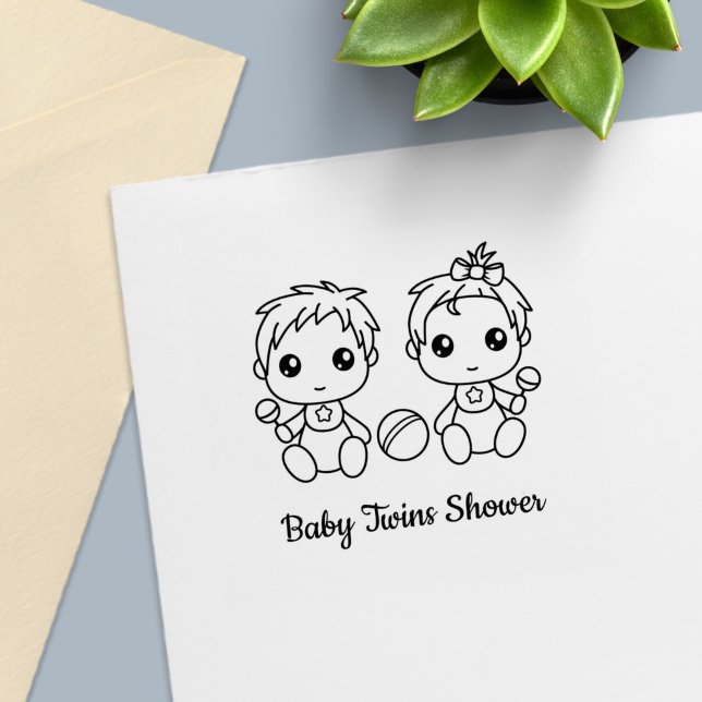 Twins Boy Girl Baby Dusche Permastempel (Von Creator hochgeladen)