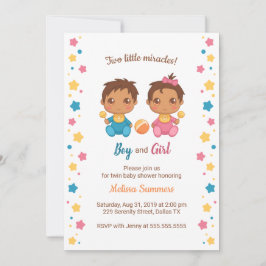 Twins Boy Girl Babydusche 2 Einladung