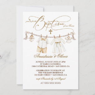 Twins Boy & Girl Baptisse Christening Boho Einladung