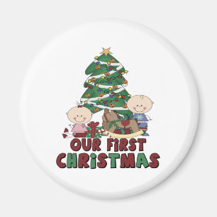 Twins Boy & Girl erste Weihnachtsfeier Magnet