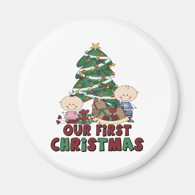 Twins Boy & Girl erste Weihnachtsfeier Magnet (Vorne)