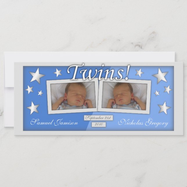 Twins ~ Boys Birth Ankündigungen (Vorderseite)