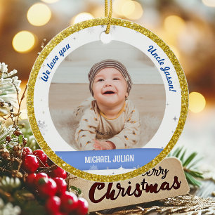 Twins Boys Fotos Oncle Niedlich First Christmas Ba Keramik Ornament