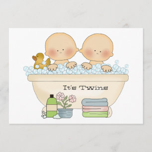 Twins Bubble Bath Baby Dusche Einladung