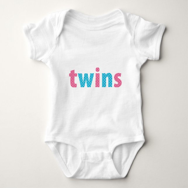 TWINS COLLECTION - gemischt {aqua + pink} Baby Strampler (Vorderseite)