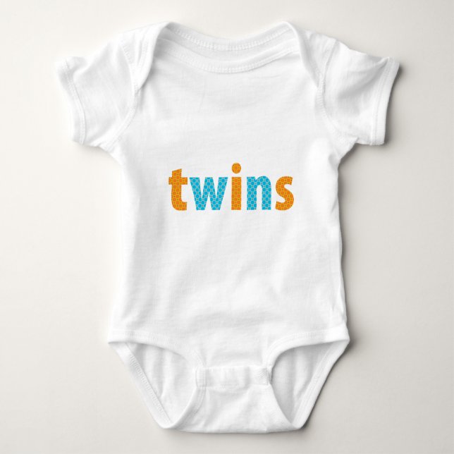 TWINS COLLECTION - Jungen {Orange + aqua} Baby Strampler (Vorderseite)