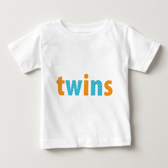 TWINS COLLECTION - Jungen {Orange + aqua} Baby T-shirt (Vorderseite)