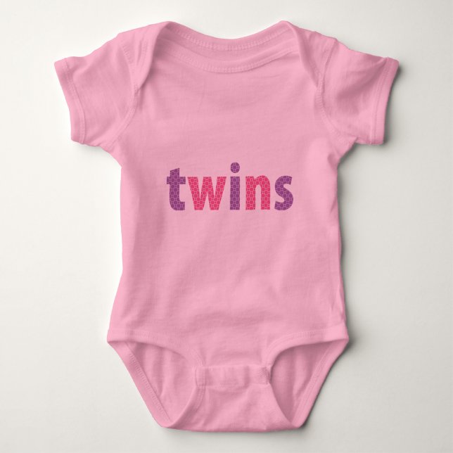 TWINS COLLECTION - Mädchen {violett + rosa} Baby Strampler (Vorderseite)