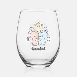 Twins Cuddle - Gemini Zodiac Bunny Hug Weinglas Ohne Stiel