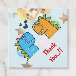 Twins Dino Roar Birthday Party Geschenkanhänger